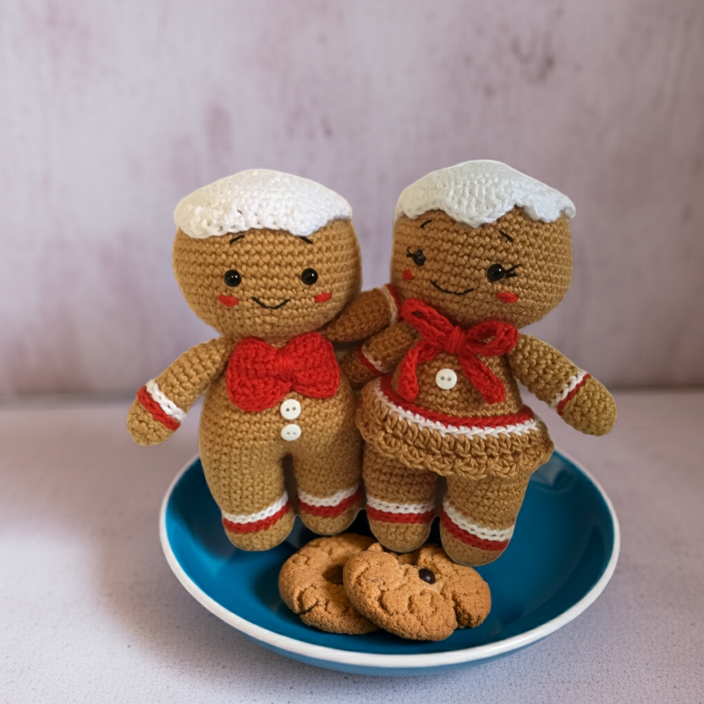 Adorable Crochet Gingerbread couple