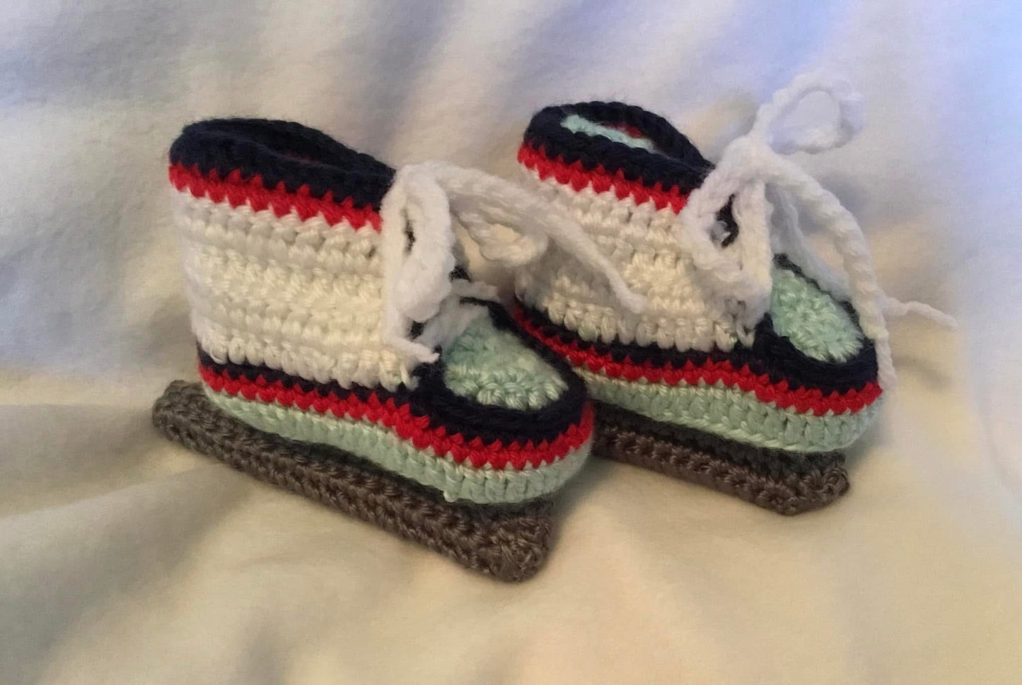 Team inspired crocheted hockey skates