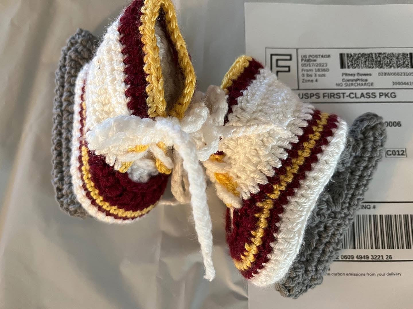 Team inspired crocheted hockey skates