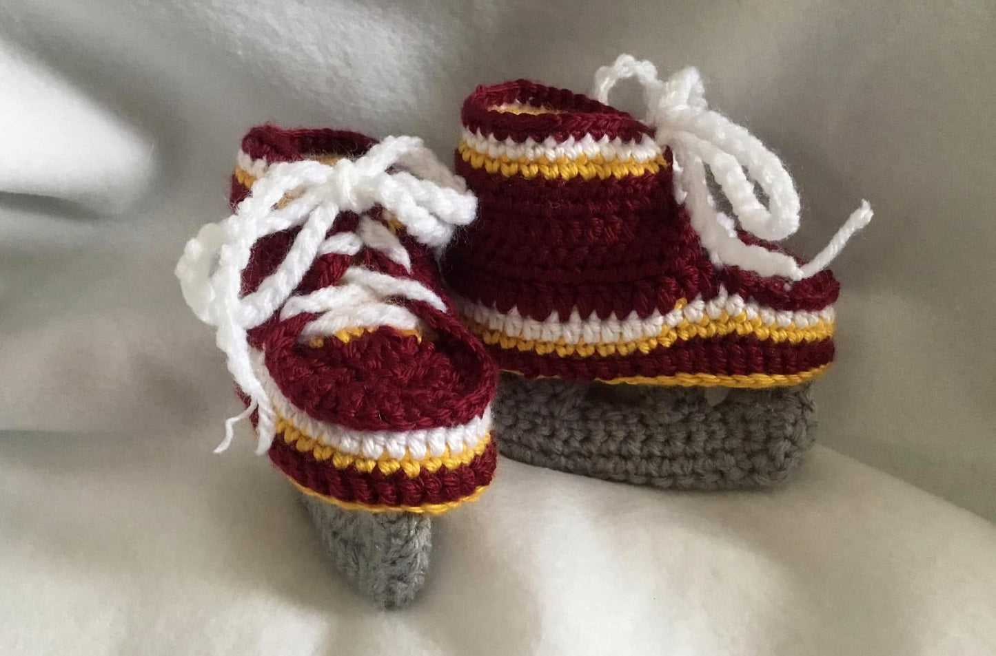 Team inspired crocheted hockey skates