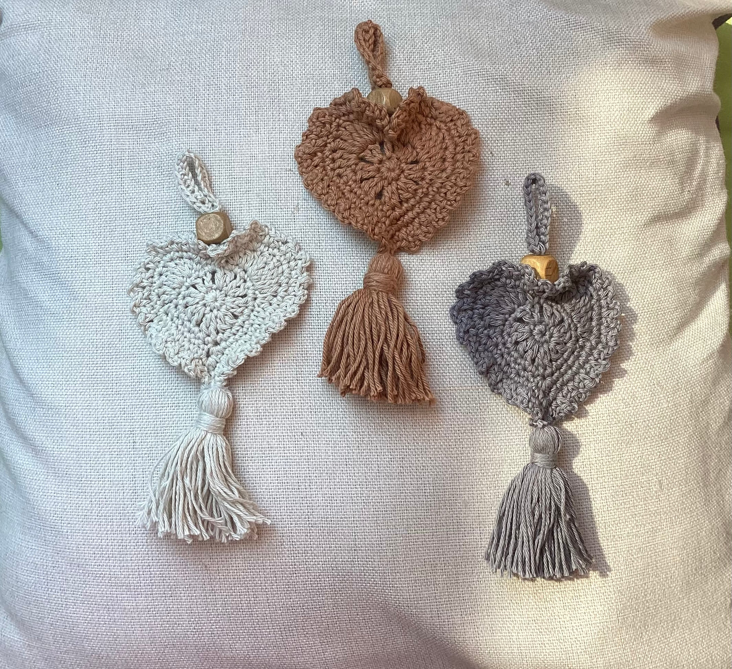 Handcrafted Crochet Heart Rear View Car Mirror Ornament