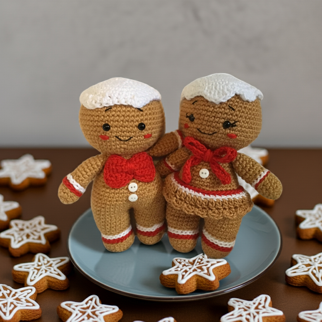 Adorable Crochet Gingerbread couple