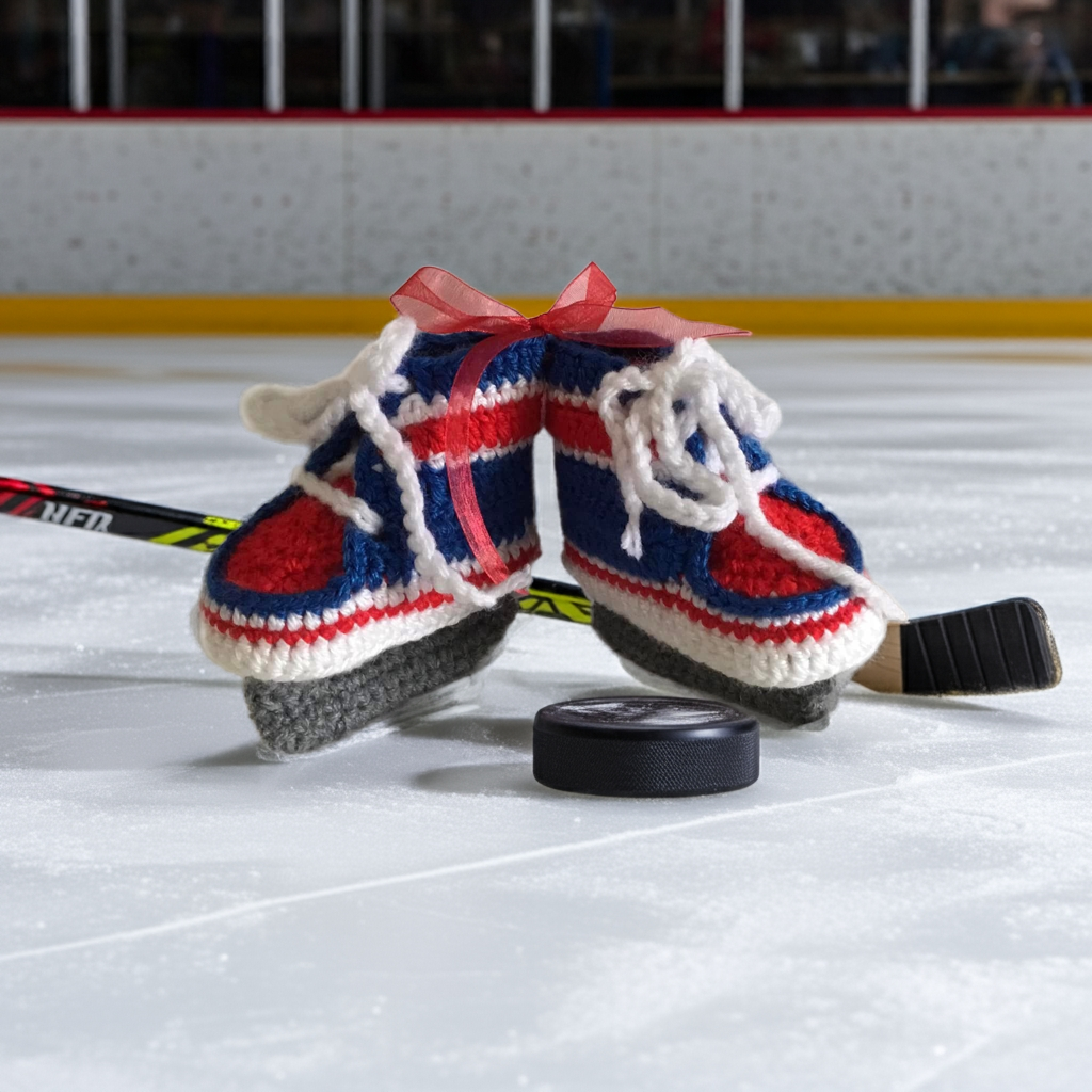 Team inspired crocheted hockey skates