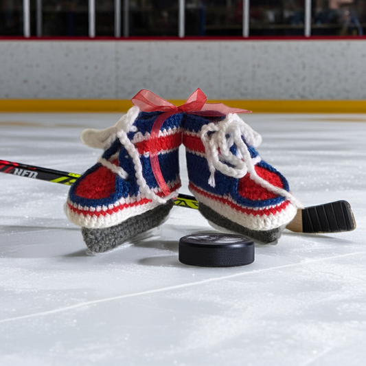 Team inspired crocheted hockey skates